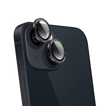 Timo iPhone 14 /14 Plus 鏡頭專用 3D金屬鏡頭環玻璃保護貼膜(內含鏡頭環2顆)-黑色