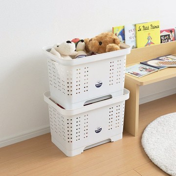 SUN&WASSER日製可層疊置物洗衣籃-2入-多色可選 海軍藍