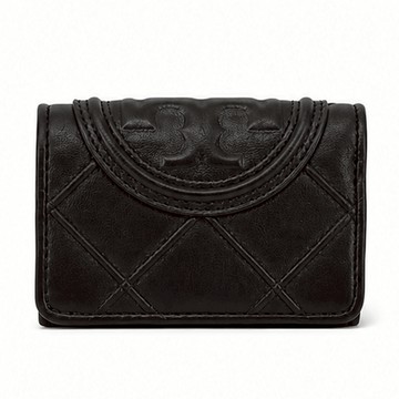 [平輸版]TORY BURCH FLEMING 絎縫三折短夾(黑)真品平輸
