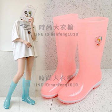 雨靴女高筒雨鞋透明防水鞋女韓國可愛長筒雨鞋防滑水桶鞋膠鞋【時尚大衣櫥】