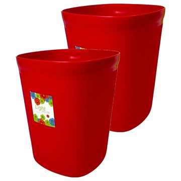 KEYWAY 聯府 好運花方型垃圾桶 2個  28 x 22.5 x 22.5cm  紅色