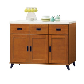 文創集 辛卡 時尚4尺雲紋石面餐櫃/收納櫃-121x40x80.5cm免組