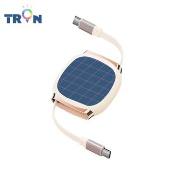TRON 100W Type-C 伸縮快充線 1M 奶茶色 簡約格紋-2 4檔長度調整 可充筆電 適用i15以上手機 平板