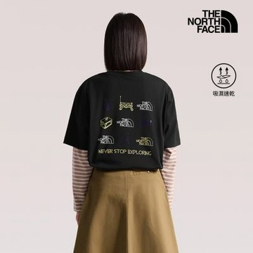 【The North Face 官方旗艦】北面男女款黑色FLASHDRY速乾短袖T恤｜8M7CHL0