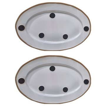 瓦讀 雲點陶瓷12吋橢圓盤  白色  2個  1組