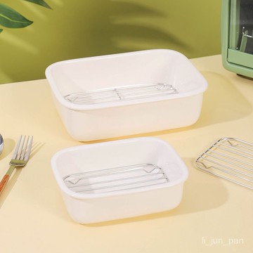 🔥臺灣出貨🔥陶瓷烤盤家用白色長方形微波爐烤箱盤子深盤備菜盤烘焙耐高溫蒸盤