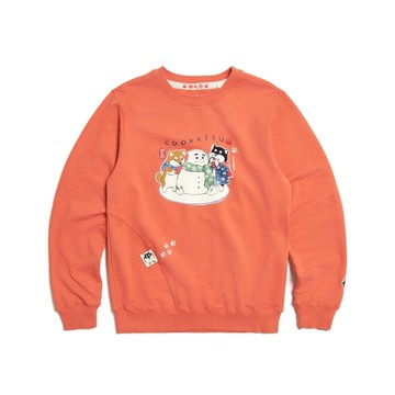 江戶勝 日系 男裝 勝太郎雪人長袖T恤(灰桔色) #上衣#長袖#勝太郎