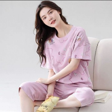 🔥臺灣出貨睡衣女春夏季短袖七分褲卡通甜美可愛韓版可外穿家居服兩件套裝