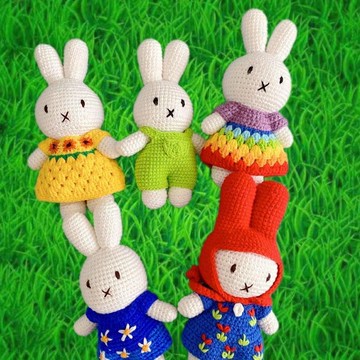 破盤下殺🌹米菲兔周邊 米飛兔 吊飾娃娃鑰匙圈 Miffy 70周年限定 日本成品手工編織玩偶diy毛線玩偶編織包掛件卡