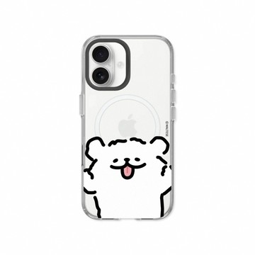 RHINOSHIELD iPhone 15/Plus/Pro/Pro Max Clear MagSafe兼容 抗黃化透明防摔磁吸手機殼｜線條小狗-線條小狗扮鬼臉