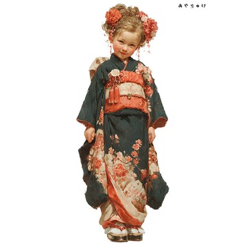 【12月新品4】07-114-0266 人物貼紙 和服復古風