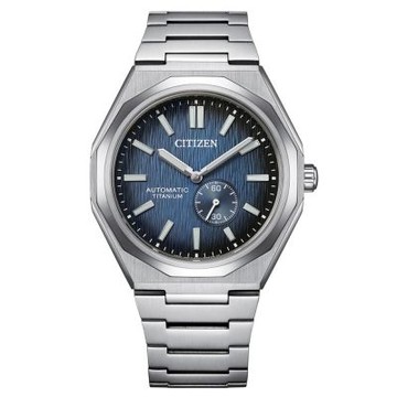 CITIZEN 星辰  Zenshin 新鈦度 限量 復古小秒盤超級鈦機械錶-藍x銀-男錶(NK5020-58M)40.5mm