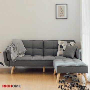 RICHOME 荳芙三人沙發(附腳凳) 布沙發 單人沙發 三人沙發 L型沙發 沙發床附腳凳 小居室變化型沙發SF043