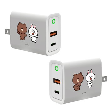 【正版授權】LINE FRIENDS經典-開心跳躍USB3.0+PD20W雙孔充電器