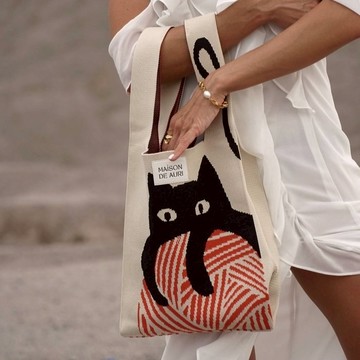 【快速出貨】泰國Maison De Auri Meow Jumbo 大喵喵 厚針織 Jumbo 大提包