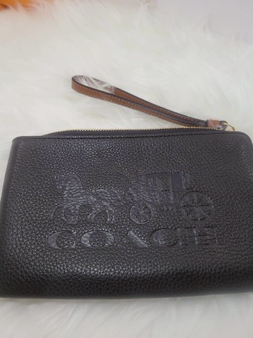 Coach單層大馬車logo手拿包