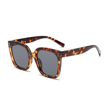 時髦復古琥珀花紋貓眼大方框墨鏡/UV400太陽眼鏡 琥珀花紋