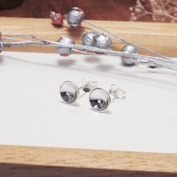 圓環經典系列耳環 凹面大款 925純銀 針式耳環