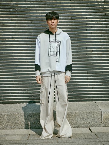 Asymmetric Overfit Printed Hoodie