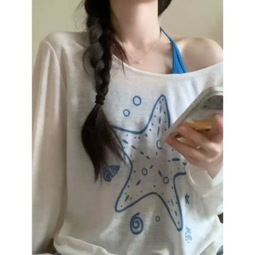 太有感覺了!!!【防曬套裝】網紗夏季防曬罩衫背心兩件套慵懶風INS
