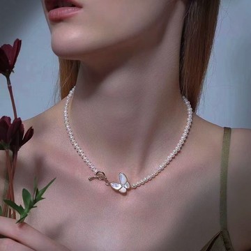 Baby Akoya少女心蝶貝天然海水珍珠真珠項鍊3.5mm-4mm海水珍珠項