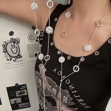 【台灣公司 可打統編】免運 跨境爆款簡約個性設計長款圓環項鏈女高級感輕奢項飾鎖骨鏈飾品潮 可開發票 全館五折 工廠現貨直銷 新品特價 z9211