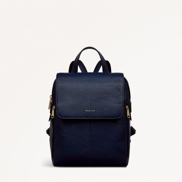 Radley London Womens Leather Lorne Close Medium Flapover Backpack - Navy Medium
