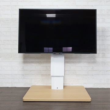 【H&R安室家】24-58吋適用 台製氣壓式升降電視架(電視立架/落地架/螢幕支架/移動電視架)白+淺咖啡25公斤(24～58吋)