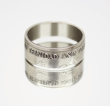 特立尼達和多巴哥硬幣戒指 50 美分 1976-2003 硬幣戒指男士硬幣戒指