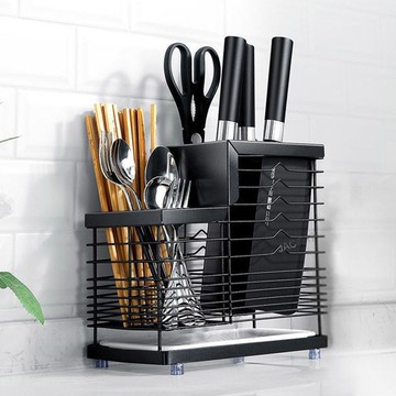 【JAC商行】爆款好物 304不鏽鋼刀架廚房免打孔置物架筷子筒筷子籠一體收納架廚房用品