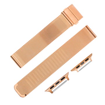 Apple Watch 蘋果手錶替用錶帶 米蘭編織不鏽鋼錶帶-玫瑰金