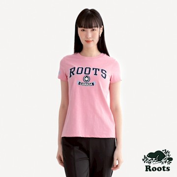 Roots女裝- ROOTS NATURE SLIM 短袖上衣-亮粉色