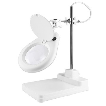 2.3倍/5D/127mm XY支臂LED護眼檯燈放大鏡 座式平台 E045-S5D