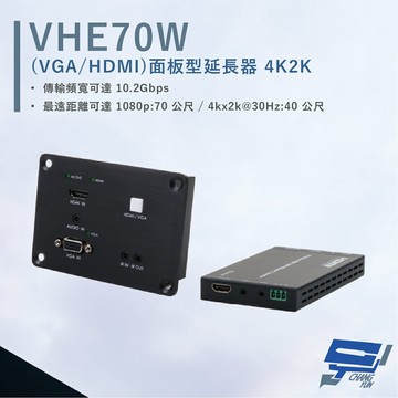 昌運監視器 HANWELL VHE70W 面板型延長器 解析度4K2K@30Hz 最遠可達70公尺