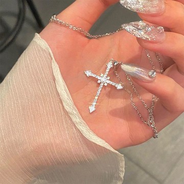限時特賣🔥 星芒十字架項鏈女潮酷辣妹輕奢小衆高級冷淡質感氣質個性百搭鎖骨