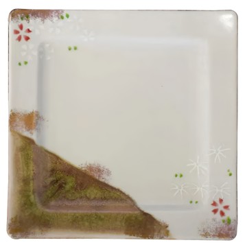 美濃燒 角形7皿 日本製 瓷  寬16 x 高2.8cm  早春櫻  1個
