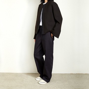 日本進口烏木棕肌理羊毛料小香風鉤扣短外套上衣 杲果GAOGUO