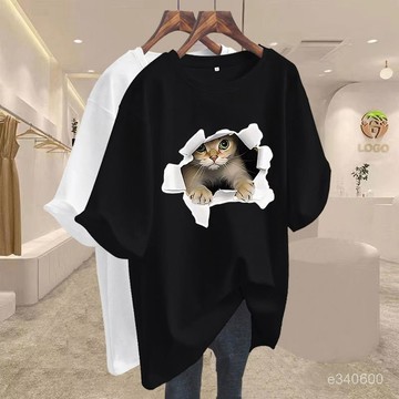台灣出貨【多色多碼】100%純棉短袖t恤女 大尺碼女裝 夏季上衣 長款大尺碼上衣 寬鬆上衣 夏天短袖 韓系上衣 女生t恤