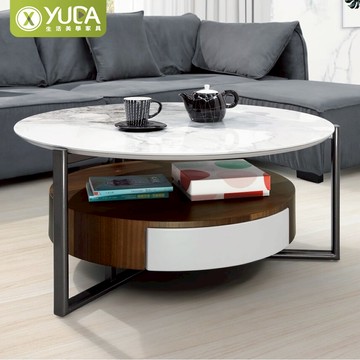 X【YUDA】美洛蒂岩板雙層大茶几 時尚簡約矮桌/邊几耐磨岩板客廳用餐桌 H25Y B338-05(北部免運)