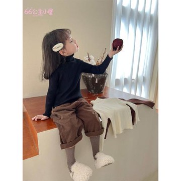 66公主女童毛衣秋冬高領打底衫2025新款兒童秋裝女孩上衣洋氣時髦