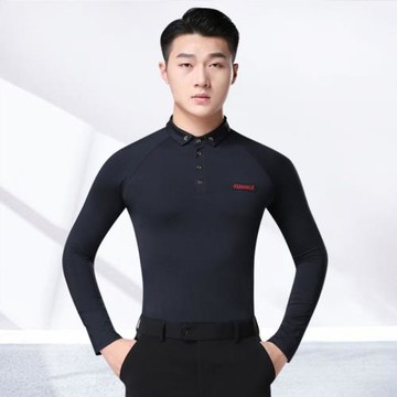 丹寶羅新款拉丁舞摩登舞舞衣練功服男成人跳舞上衣國標舞長袖舞服