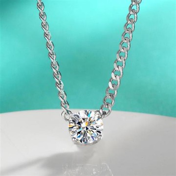 【米蘭精品】現貨+預購 頂級莫桑鑽石項鍊925純銀女項鍊鎖骨鍊項鏈情人節禮物-1克拉古巴鏈四爪74lq86