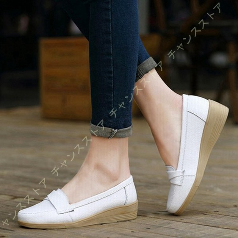 モカシン レディース ラウンドトゥ パンプス ローファー フラット ワンベルト ホワイト 白 モカシンシューズ カジュアル スリッポン 黒 春秋夏 柔らかい 通気 通販 Lineポイント最大0 5 Get Lineショッピング