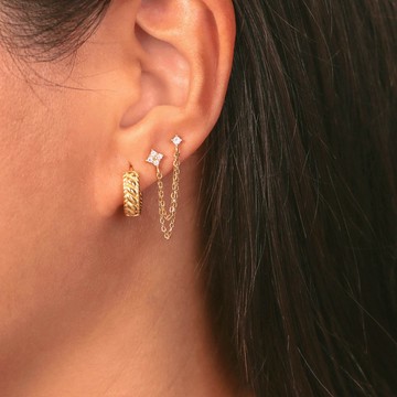 s925純銀新款復古耳環氣質個性麻花紋理高級感疊戴耳扣 交換禮物