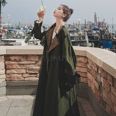 アウター レディース ロング トレンチ 切り替え バイカラー ゆったり ベイクドカラー かっこいい 重ね着風 長袖 秋カラー ルーズ 通販 Lineポイント最大get Lineショッピング
