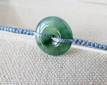 本命年【歲歲平安】冰綠飄花翡翠絲光編織手鍊SW78招財開運