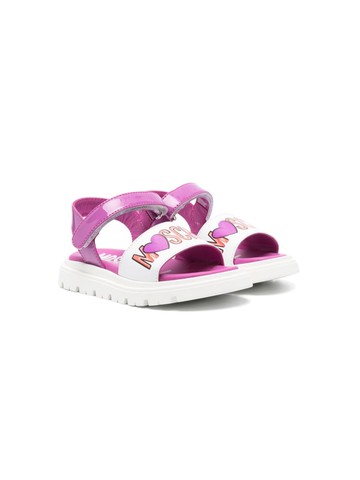 Moschino Kids - logo-print leather sandals - kids - Calf Leather/Rubber/Calf Leather - 30 - White