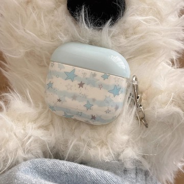 lulu|少女心嬰兒藍暈染星星保護套 適用於airpods Pro2/3保護套蘋果耳機殼airpods1/2代殼
