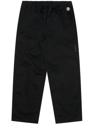 AAPE BY *A BATHING APE® - logo-appliqué cotton trousers - men - Spandex/Elastane/Cotton - L - Black
