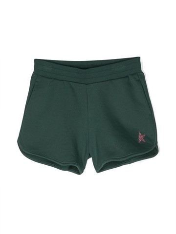 Golden Goose Kids - logo-print elastic-waist shorts - kids - Cotton/Polyester - 6 yrs - Green